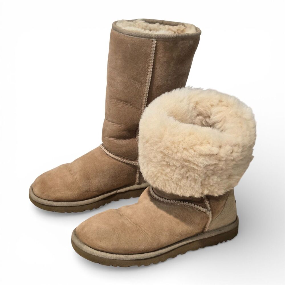 UGG Australia Classic Tall Boots womens 5 / 36 Sheepskin Suede 5815 chestnut - Picture 2 of 9